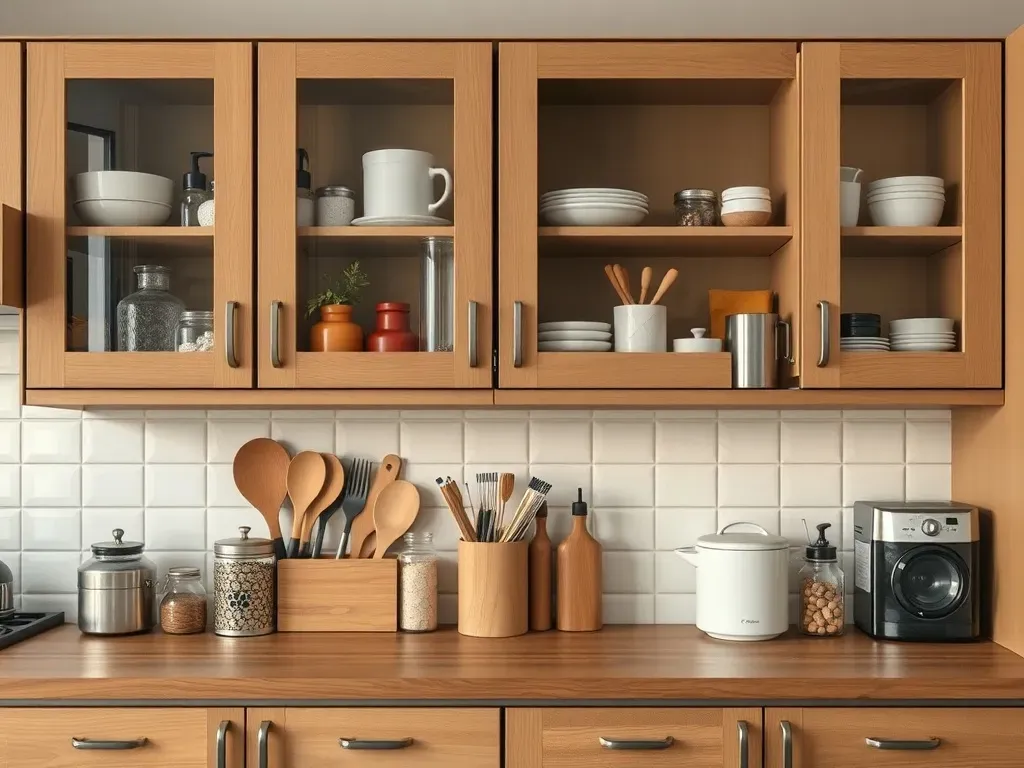 Szafki kuchenne z talerzami