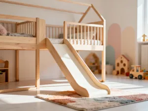 Minimalistyczne biurko z laptopem i rośliną w przytulnym kąciku, idealne do pracy w małym mieszkaniu.