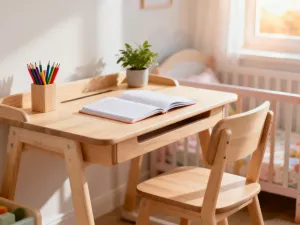 Jasny, przytulny salon z wielofunkcyjną sofą i kompaktowym stolikiem, utrzymany w minimalistycznym stylu.